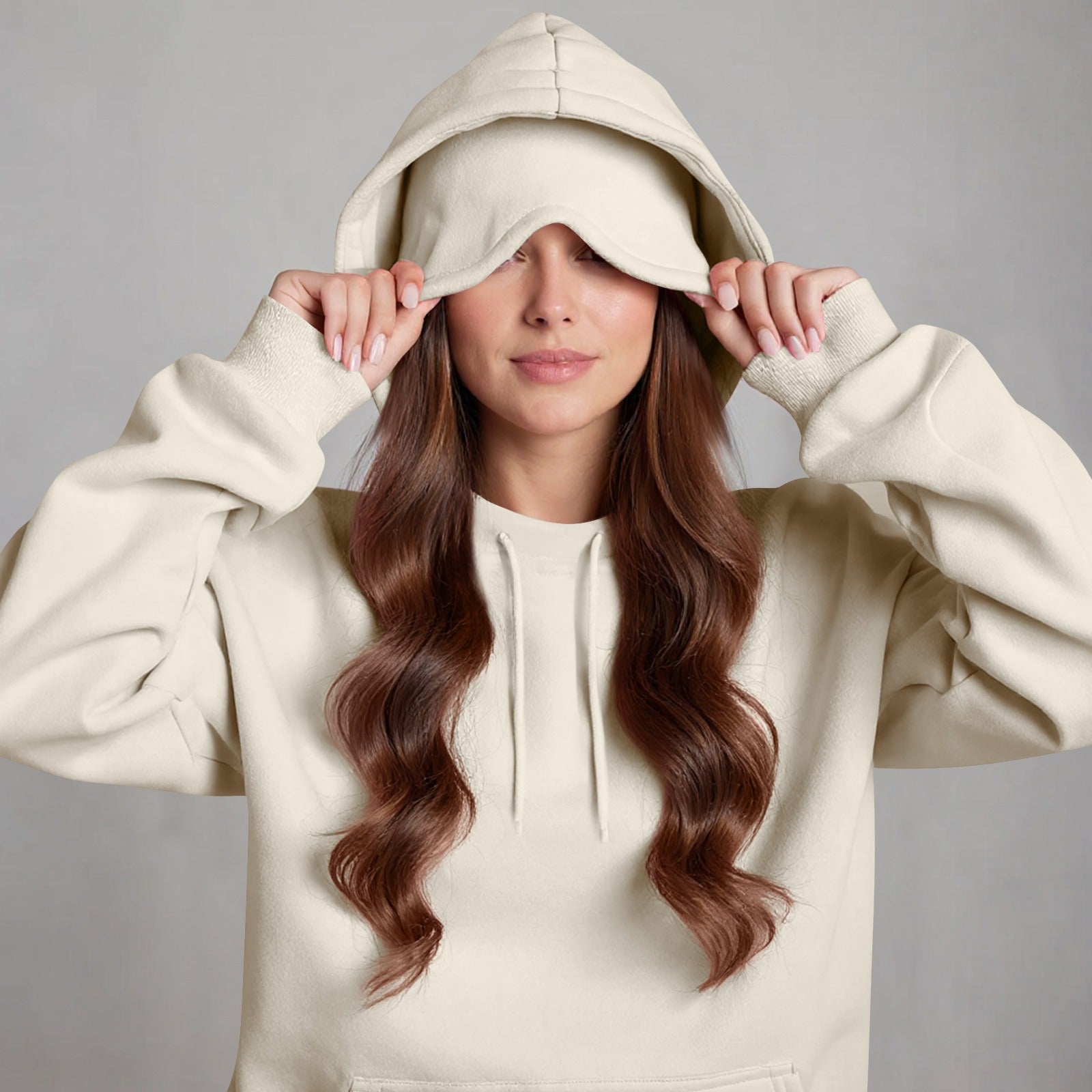 Comstylish Unisex Airplane Mode Travel Casual Cotton Blend Eye Mask Hoodie
