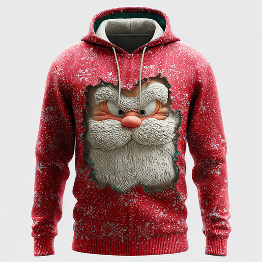 Comstylish Funny Santa Claus Pattern Print Design Men's Hooded Sweatshirt