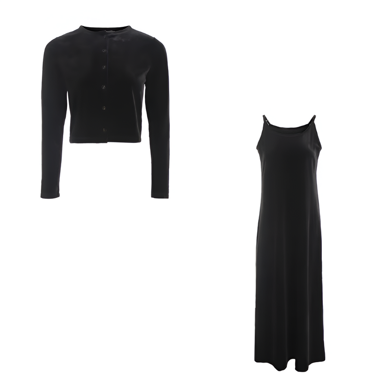 JO | Elegant velvet vest and belted dress set