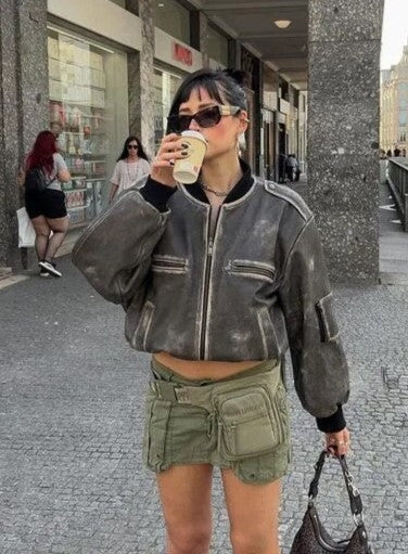 JO | Washed vintage leather jacket