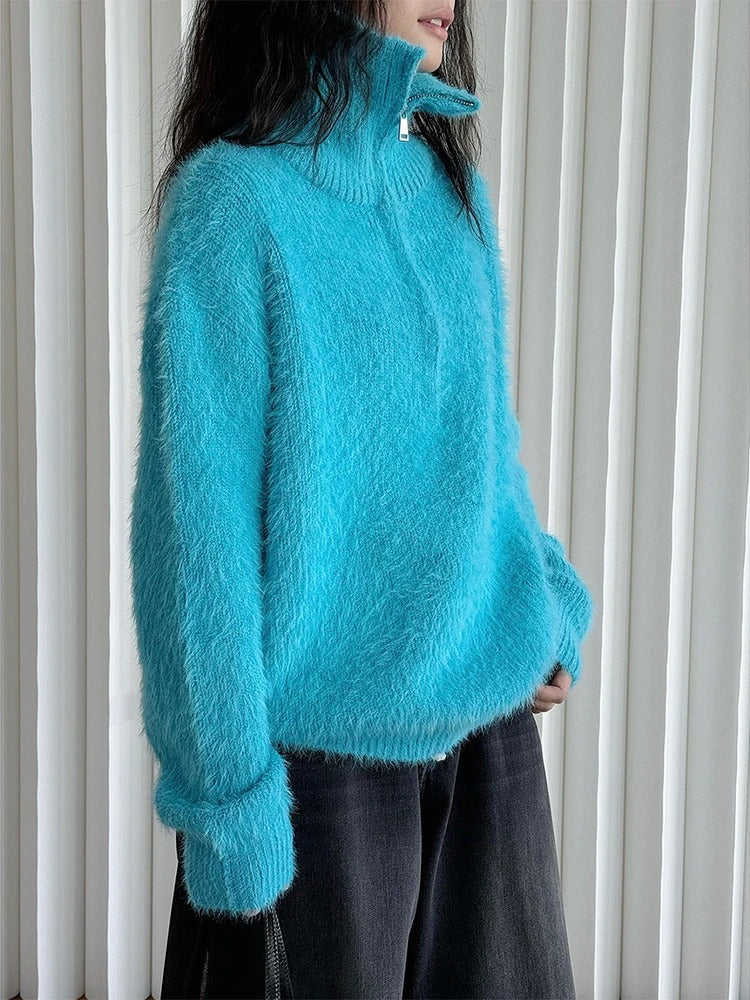 JO | Fluffy sweater with zipper