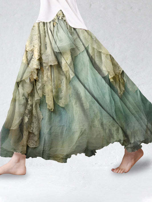 Elegant Lace Patchwork Flowing Vintage Skirt artswardrobe