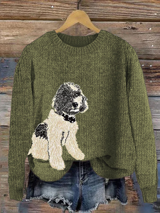 Comstylish Pet Dog Vintage Pattern Cozy Knit Sweater