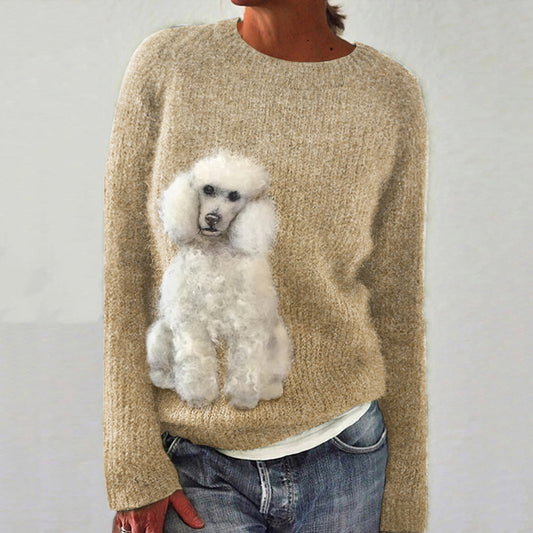 Comstylish Dog Felt Art Knit Cozy Sweater
