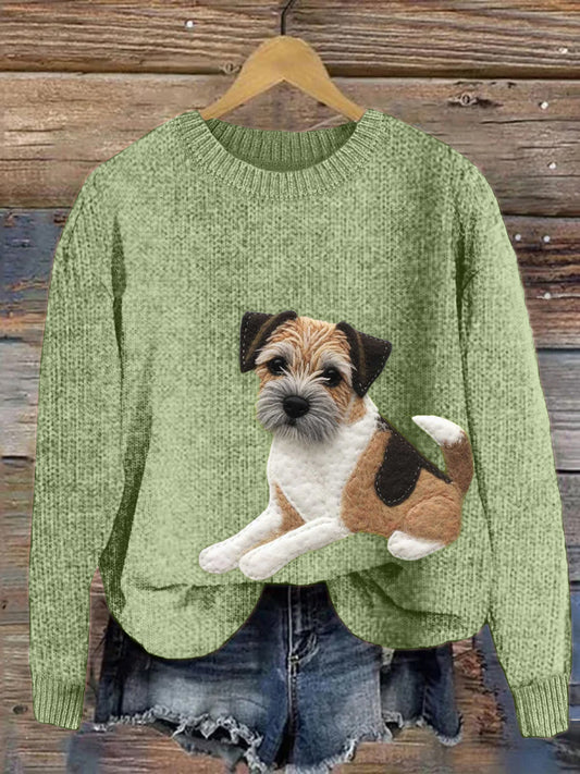 Comstylish Border Terrier Dog Felt Art Cozy Knit Sweater