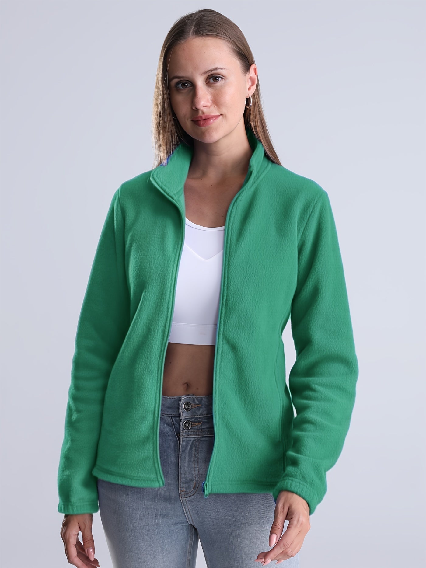 JO | Plain, plush-lined jacket with zipper and pockets