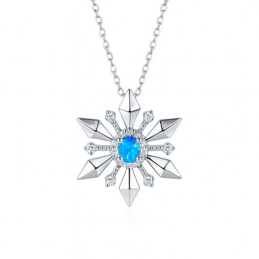 Snowflake Blue Crystal Necklace