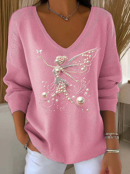Women's Casual Pink Awareness Sweater elevenforest