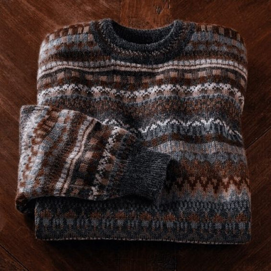 Vintage Tribal Iceland Pattern Warm Round Sleeve Comfy Sweater elevenforest
