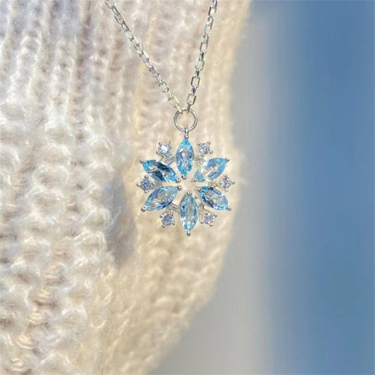 Comstylish Classy Snowflake Diamond Pendant Necklace