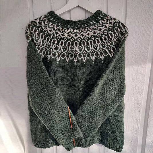 Vintage Jacquard Knitted Icelandic Pattern Cozy Sweater elevenforest