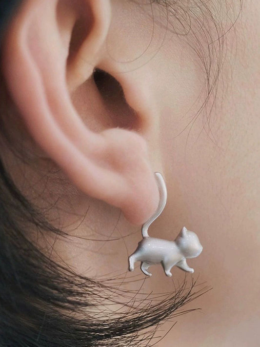 Vintage Cute Cat Design Earrings elevenforest