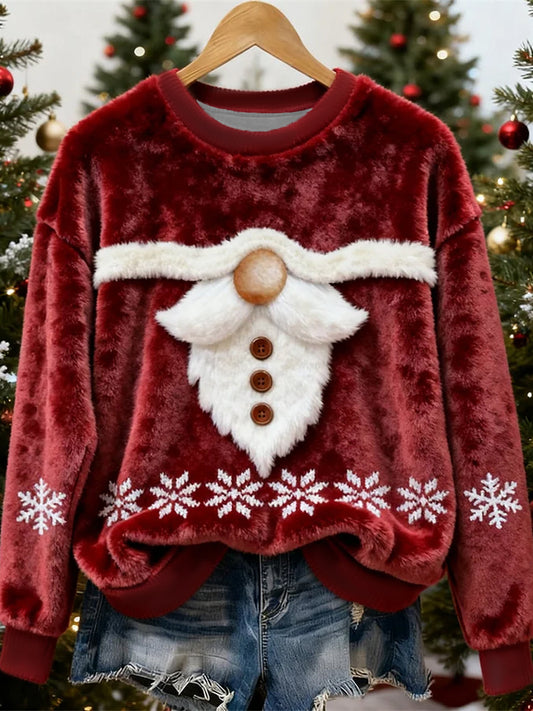 Women's Christmas Santa Claus Art  Flannel Hoodie