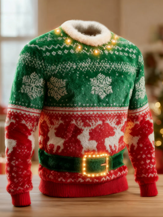 Comstylish Men's Classic Christmas Inspired Pattern Cozy Plush Sweatshirt