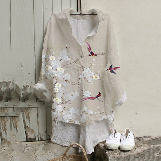 Comstylish Floral Print Casual Long Sleeve Shirt
