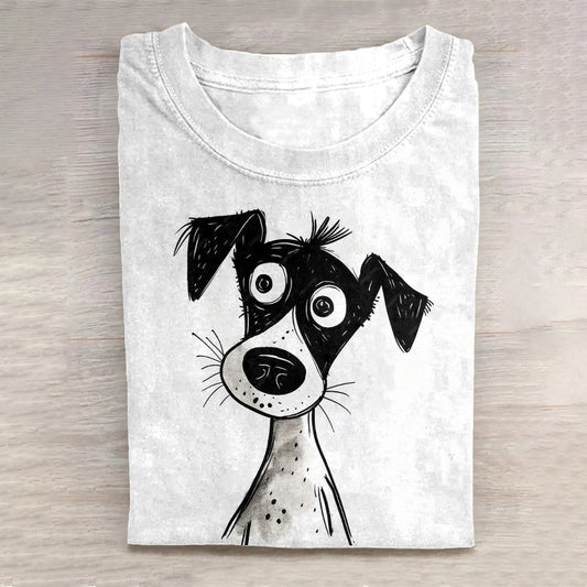 Comstylish Dog Art Print Casual Short Sleeve T-Shirt