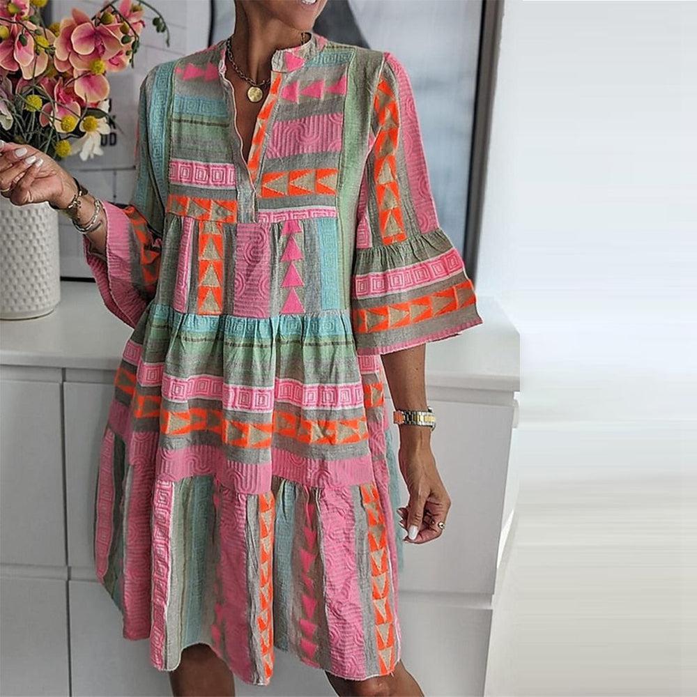 KS | Printed dress with V-neckline