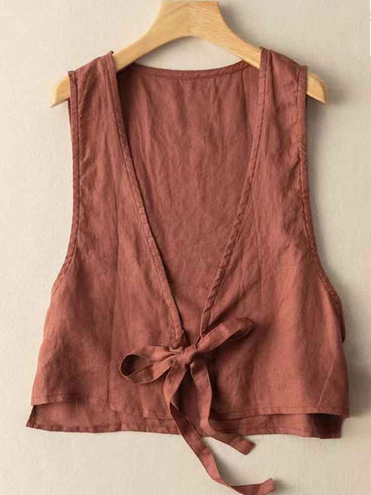 Women's Simple Versatile Linen Blend Casual Vest artswardrobe