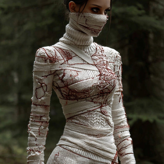 Women's Halloween Art Knit Turtleneck Sweater artswardrobe