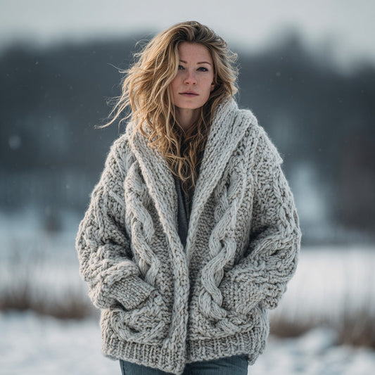 Women's Fair Isle Chunky Knit Warm Cardigan Sweater elevenforest