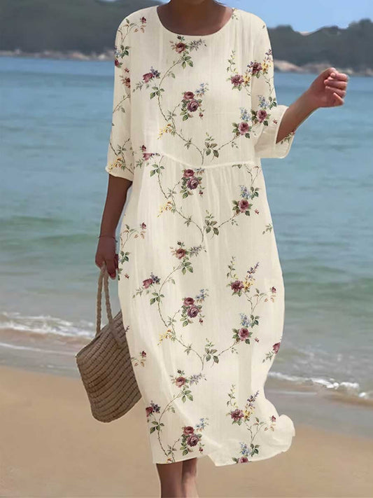 Women's Elegant  Beach Resort Floral Pattern Flowing Dress