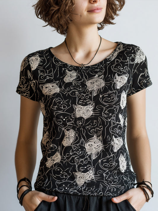 Cat Short-sleeved Shirt elevenforest