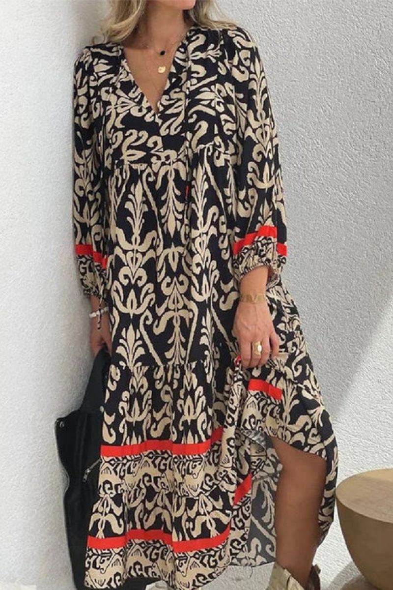 KS | Elegant printed bohemian maxi dress