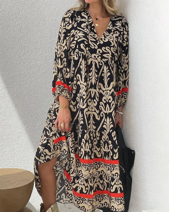 KS | Elegant printed bohemian maxi dress