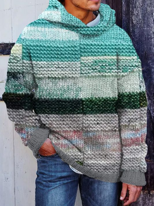 Men's Vintage Knitted Cozy Chunky Hooded Sweater elevenforest