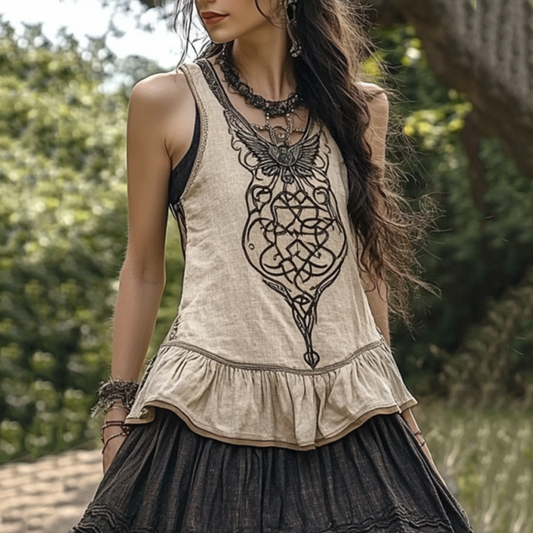 Vintage Viking Celtic Linen Tank Top artswardrobe