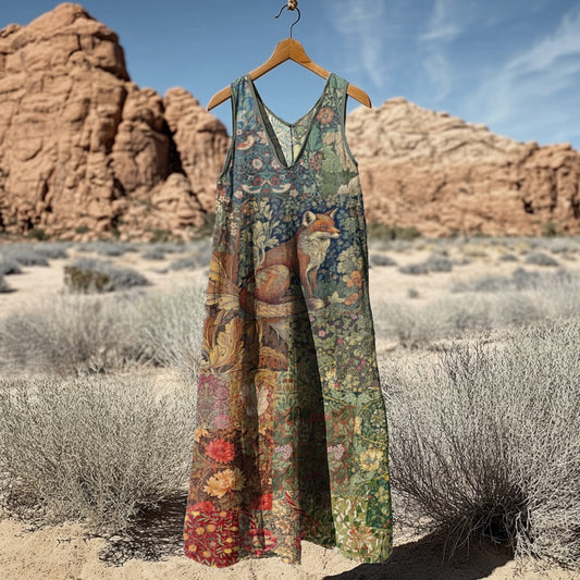 Comstylish Women's Vintage Fox Patchwork Art Tank Dress