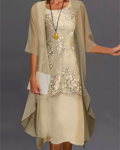 KS | Elegant, two-piece chiffon dress