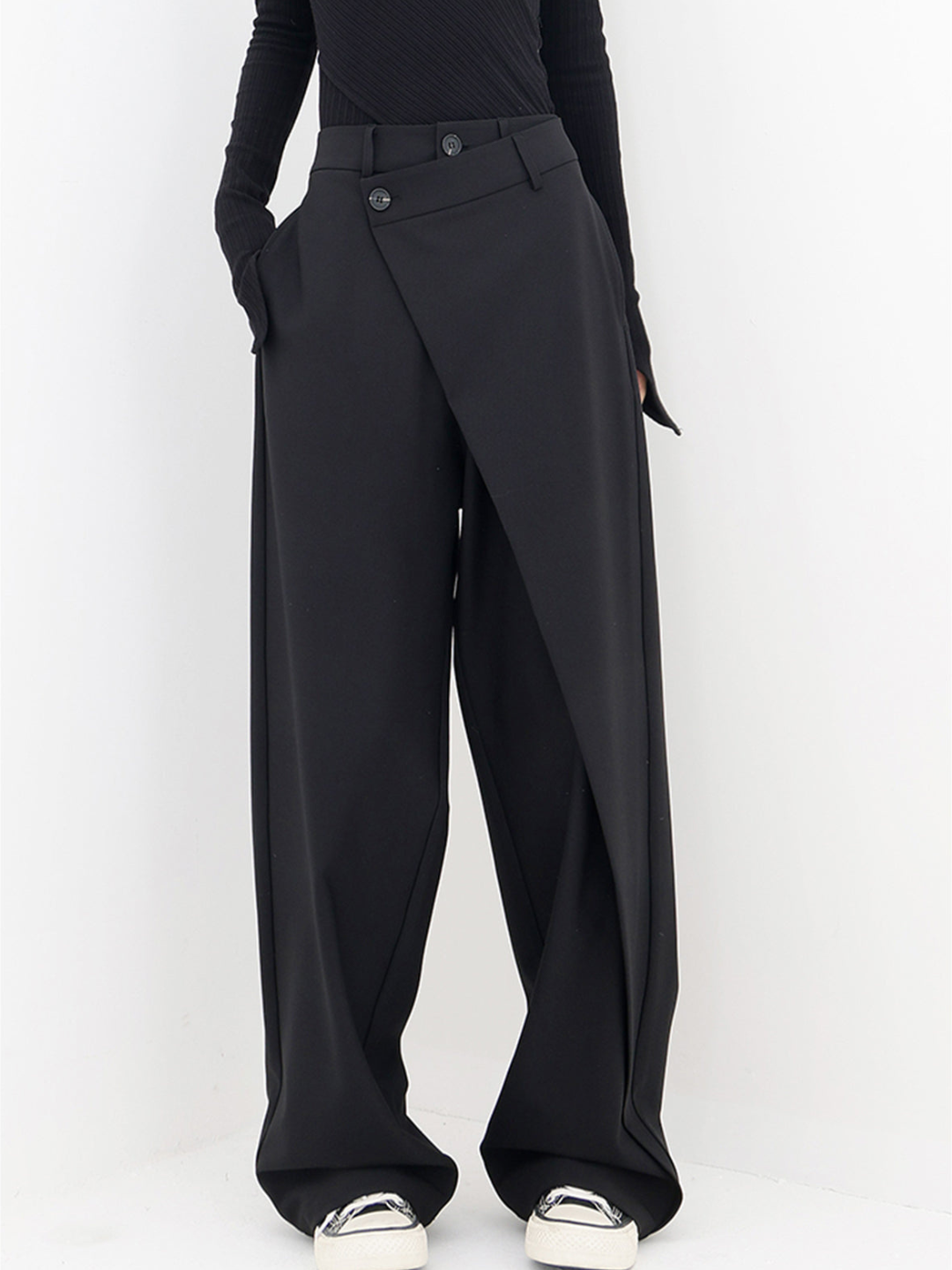 KS | Trendy asymmetric trousers with wide legs