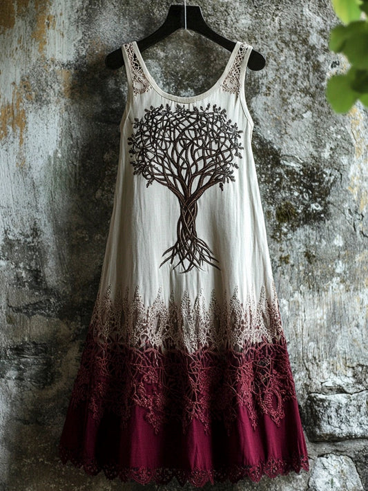 Nordic Mythology Tree Of Life Vintage Lace Tank Dress artswardrobe