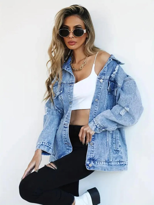 JO | Trendy oversized denim jacket for women