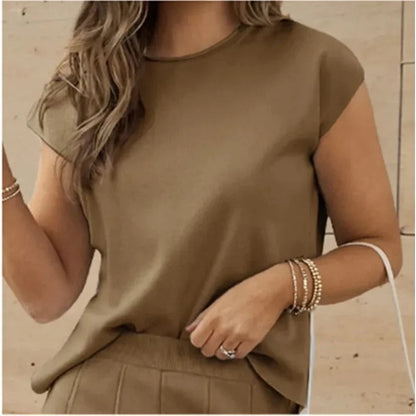 JO | MW - Elegant two-piece set with wide trousers & T-shirt