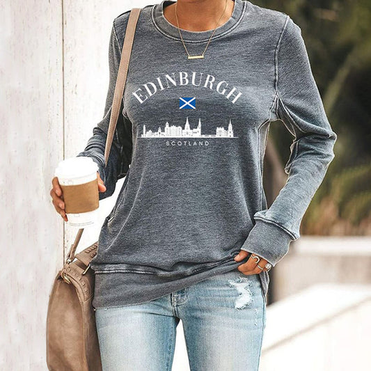 Comstylish Women's Scotland Travel Printed Casual Sweatshirt