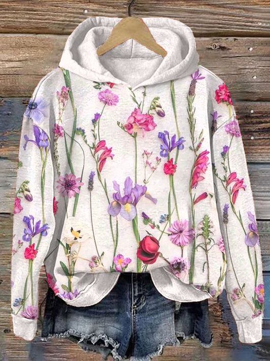 Comstylish Floral Pattern Cozy Hoodie