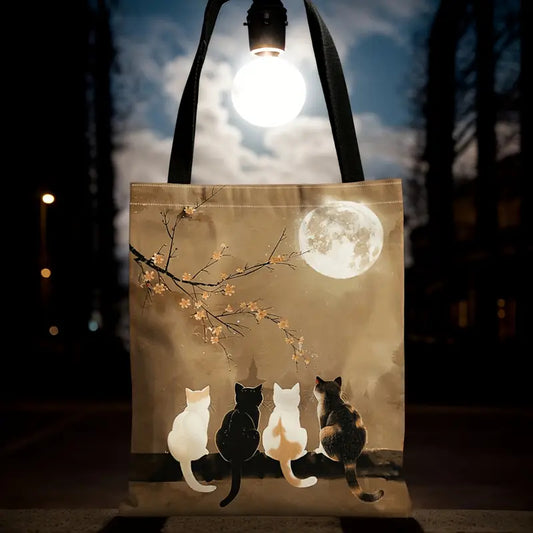 Comstylish Japanese Cat Vintage Print Canvas Bag