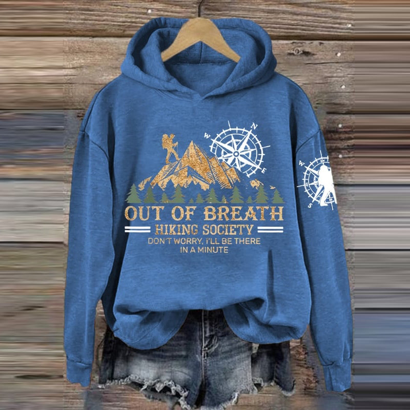 Comstylish Women's Out Of Breath Hiking Society Don't Worry I'll Be There Soon Printed Hoodie