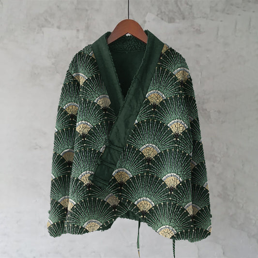 Comstylish Japanese Style Uchiwa Inspired Design Kimono