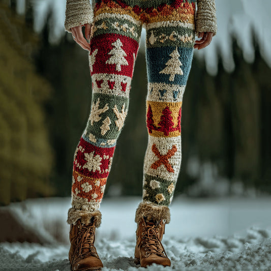 Comstylish Women's Christmas Tree Printed Sports Stretch Leggings