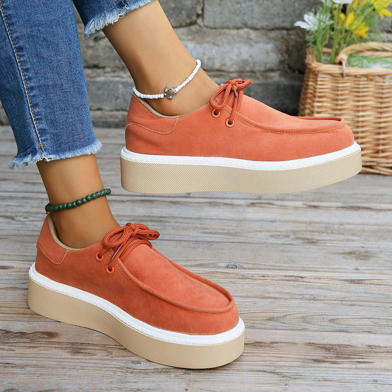 JO | Womens Lace-Up Flats with Thick Sole Sneakers