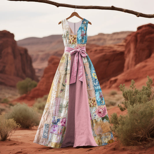 Vintage Floral Patchwork Pattern Art Tank Dress artswardrobe