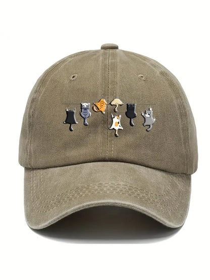 Comstylish Cartoon Cats Vintage Washed Hat