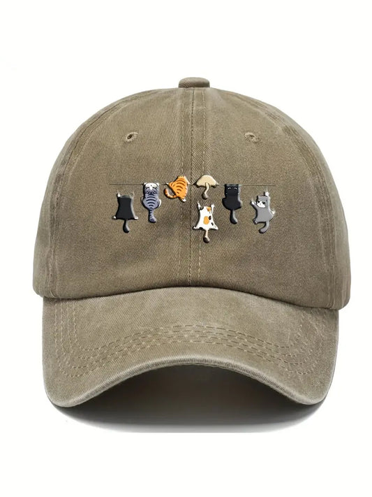 Comstylish Cartoon Cats Vintage Washed Hat
