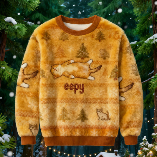 Comstylish Silly Sleepy Cat Meme Christmas Ugly Sweatshirt