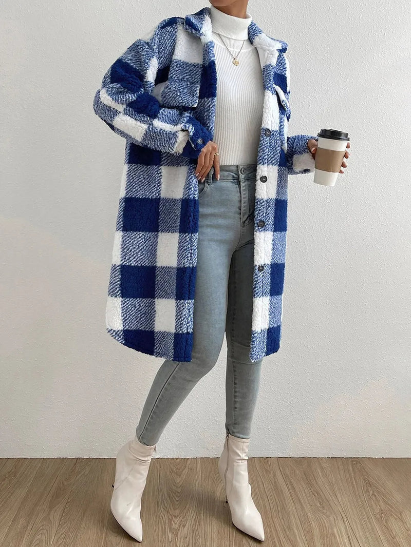 JO | Stylish plaid teddy coat