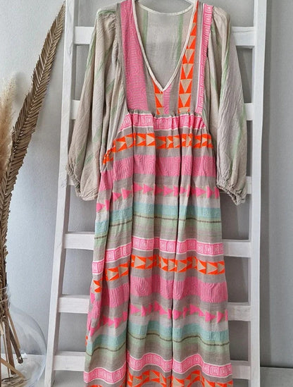 KS | Long-sleeved maxi dress with V-neckline