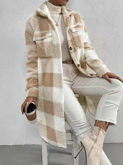 JO | Stylish plaid teddy coat